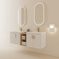 60 Inch Soft Close Doors Bathroom Vanity With Sink, And A Small Storage Shelves.Bvc06360Gwh Gloss White Bathroom Wall Mounted Modern Plywood