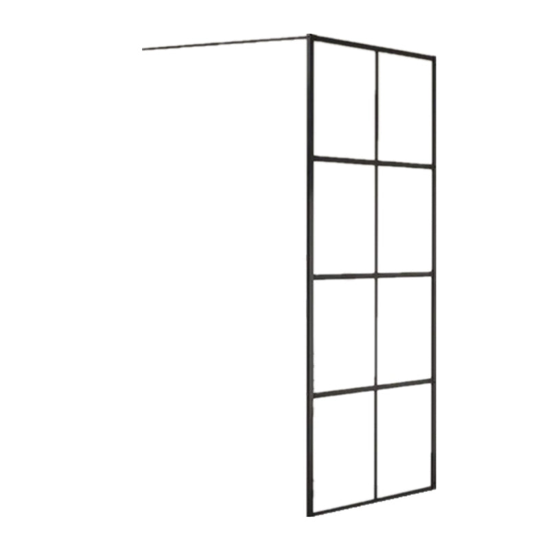 Framed Glass Shower Screen 34" Width X 72"Height With 1 4" 6Mm Silk Printing Tempered Glass, Black Aluminum And Support Bar,Shower Door Black Bathroom American Design Aluminium Tempered Glass