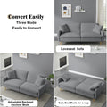 74.41 Inch Teddy Velvet Sofa Bed With Separate Adjustment Backrest And Storage Function Gray Light Brown Velvet Wood Primary Living Space Medium Soft Loose Back Contemporary Square Arms Foam Foam 2 Seat