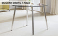 Modern Minimalist Style Circular Transparent Tempered Glass Table, Tempered Glass Tabletop, Silver Metal Table Legs, Suitable For Kitchen, Dining Room, And Living Room, 42 