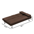 Sofa Bed With Armrest Two Holders Wood Frame, Stainless Leg, Futon Brown Pvc Brown Pvc