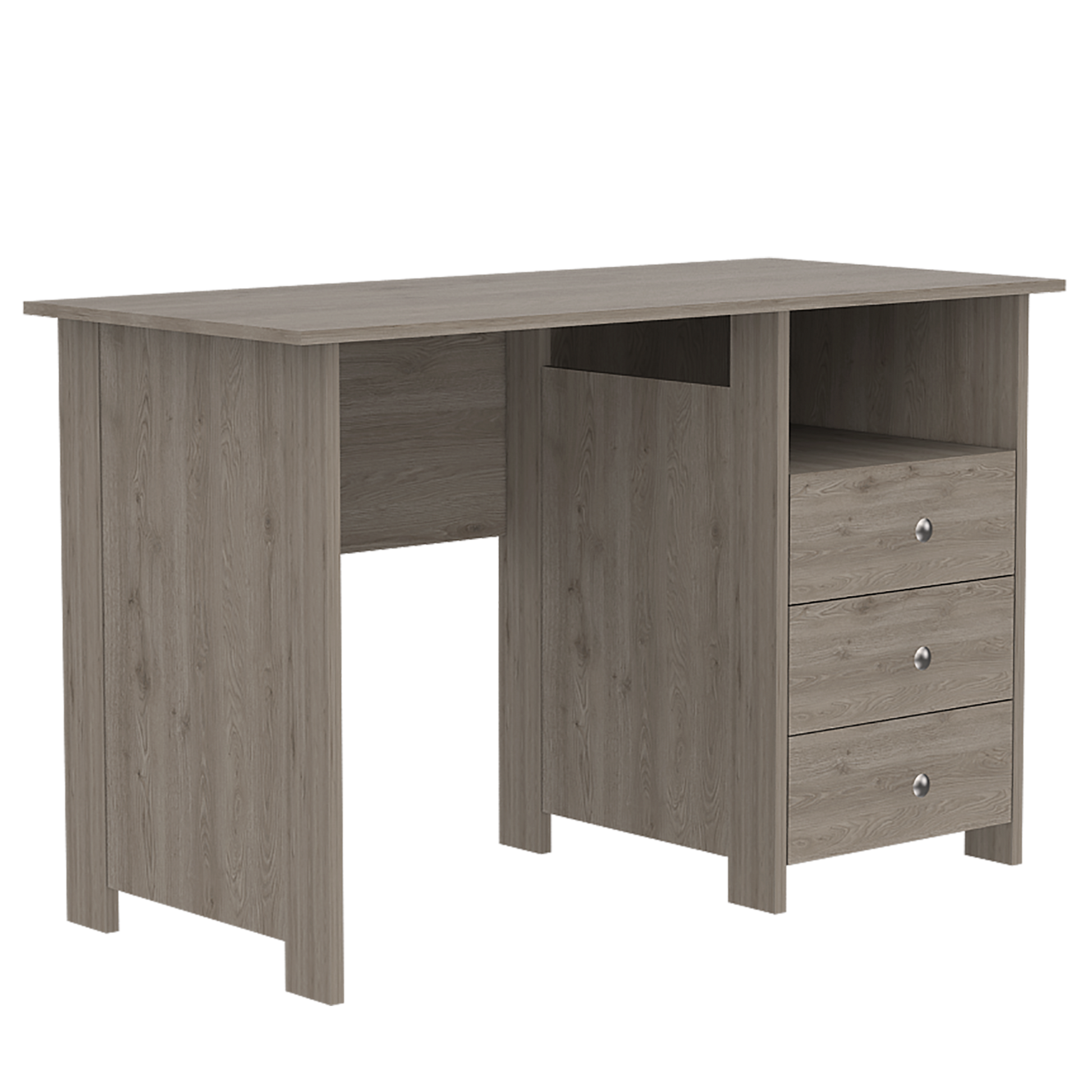 Computer Desk With Open Storage Shelf And 3 Drawers, Light Gray Gray Particle Board Particle Board