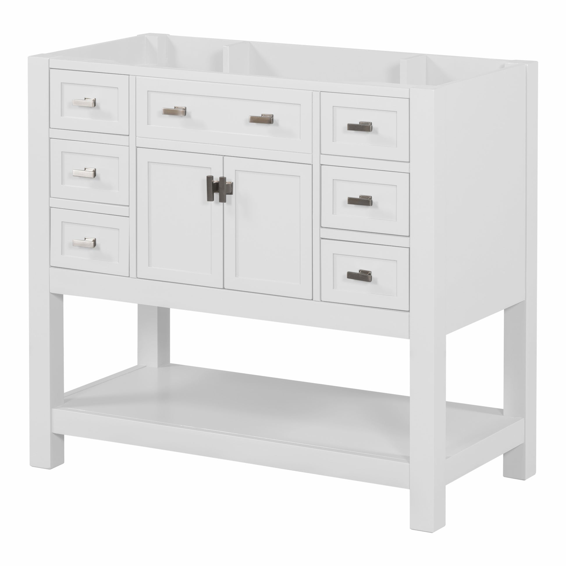 36'' Bathroom Vanity Without Top Sink, White Cabinet Only, Modern Bathroom Storage Cabinet With 2 Soft Closing Doors And 6 Drawers Not Include Bathroom Vanity Sink 4 White 2 1 Soft Close Doors