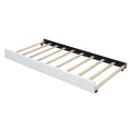 Queen Size Upholstered Platform Bed With Headboard And Twin Size Trundle, White Box Spring Not Required Queen White Bedroom Faux Leather Upholstered