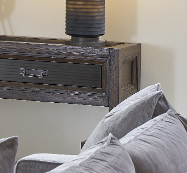 Branson 2 Drawer Sofa Table, No Assembly Required, Two Tone Finish Brown Brown Primary Living Space Transitional Pine Rectangular Drawers Console Tables Rectangular Pine