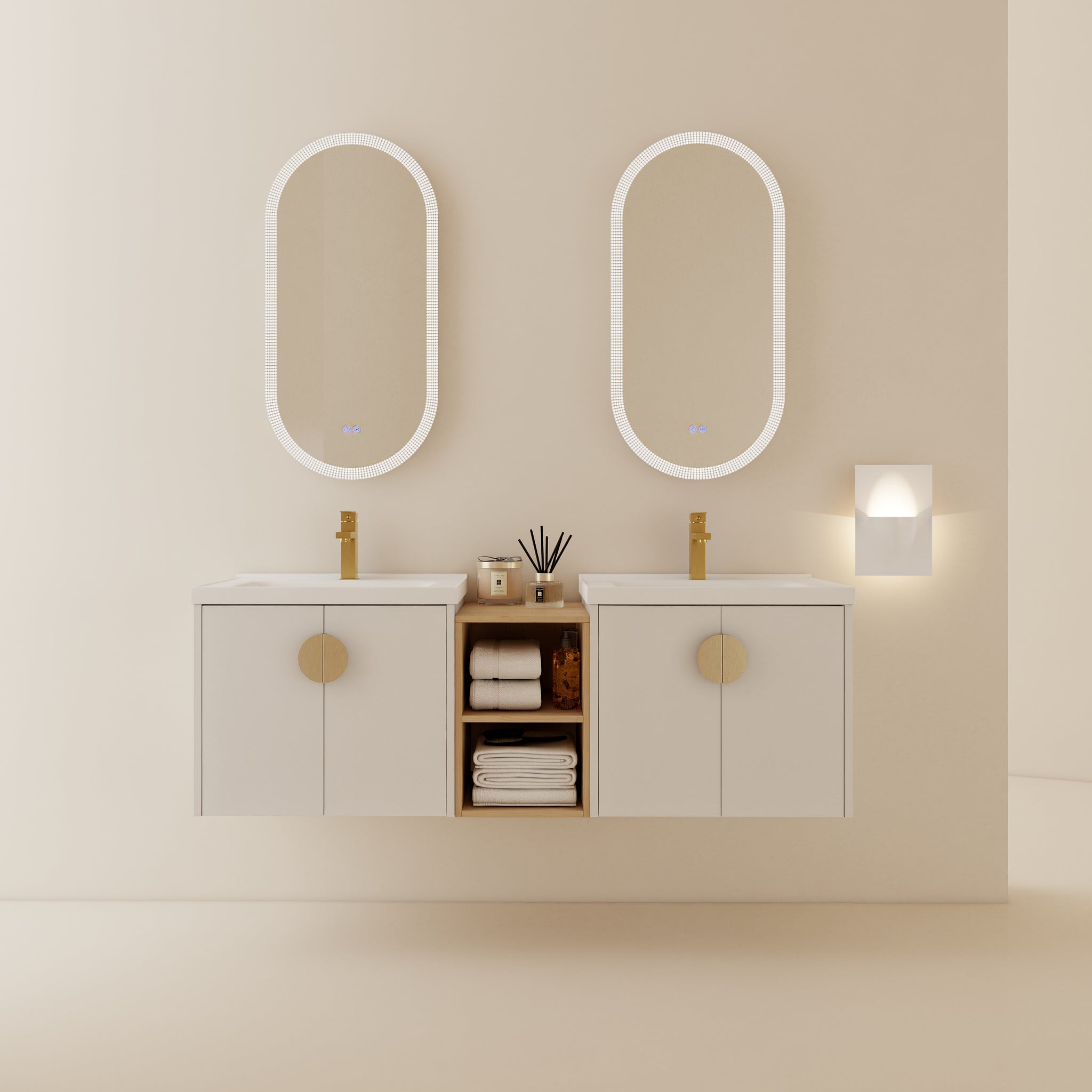 60 Inch Soft Close Doors Bathroom Vanity With Sink, And A Small Storage Shelves.Bvc06360Gwh Gloss White Bathroom Wall Mounted Modern Plywood