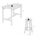 5 Piece Rural Kitchen Table With Four Bar Stools, Metal Frame And Mdf, Black Black Seats 4 Mdf