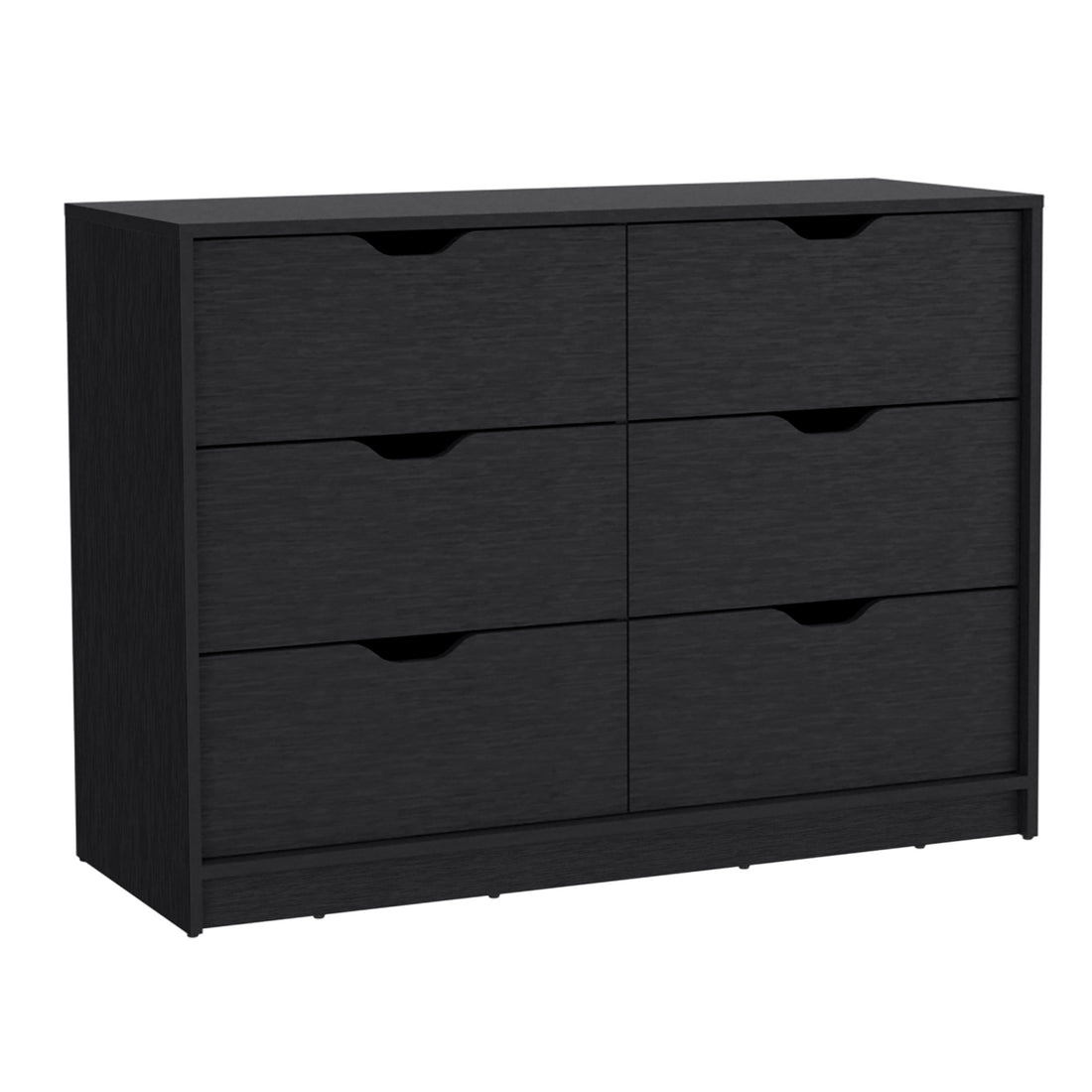 Dresser 30"H, Drawer Dresser With 2 Lower Cabinets, Drawer Chest, Black Black Particle Board Particle Board