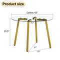 Modern Minimalist Style Circular Transparent Tempered Glass Table, Tempered Glass Tabletop, Golden Metal Legs, Suitable For Kitchen, Dining Room, And Living Room, 42 