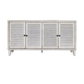 Accent Cabinet 4 Shutter Door Wooden Cabinet Sideboard Buffet Server Cabinet Storage Cabinet, For Living Room, Entryway, Hallway, Office, Kitchen And Dining Room, Distressed White White Washed Farmhouse,Shabby Chic Fir Solid Wood Mdf