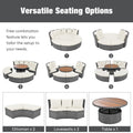 Patio 5 Piece Round Rattan Sectional Sofa Set All Weather Pe Wicker Sunbed Daybed With Round Liftable Table And Washable Cushions For Outdoor Backyard Poolside, Beige Yes Deep Seating Beige Water Resistant Frame Water Resistant Cushion Garden & Outdoor