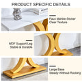 A Modern Minimalist Style Foyer Table With White Tabletop, Gold Bracket, And Bottom Plate, Enhancing The Beauty And Artistic Atmosphere Of The Home, Suitable For The Foyer Fxg White Gold Mdf