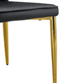 A Modern Minimalist Rectangular Dining Table Suitable For 6 8 People, A Set Of 6 Piece Pu Leather Backrest And Gold Metal Legs Modern Dining Chairs. F Oc C 009 White Mdf Glass