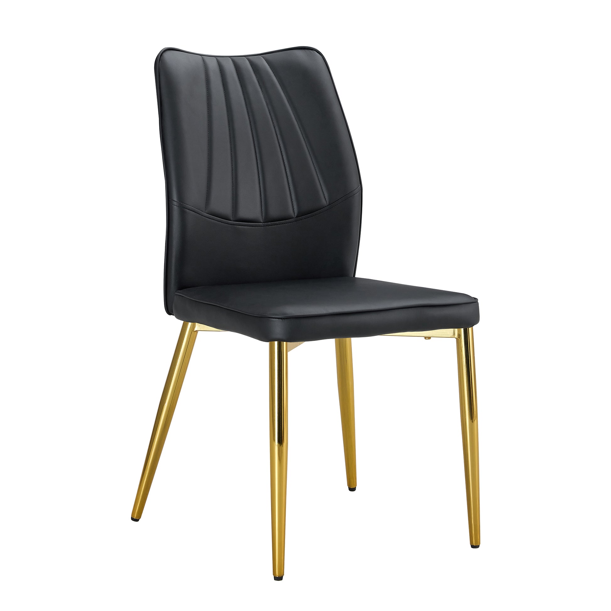 A Modern Minimalist Rectangular Dining Table Suitable For 6 8 People, A Set Of 6 Piece Pu Leather Backrest And Gold Metal Legs Modern Dining Chairs. F Oc C 009 White Mdf Glass