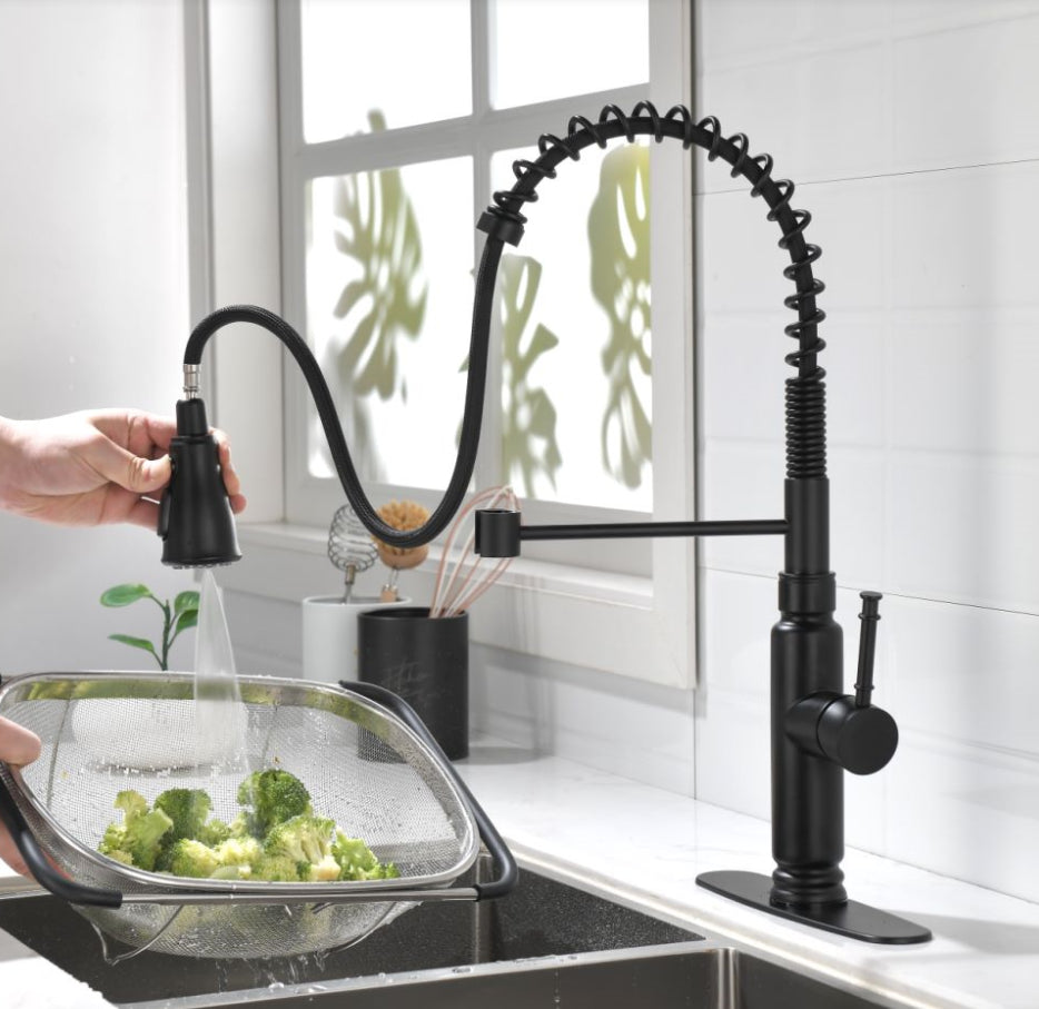 Touch Kitchen Faucet With Pull Down Sprayer Matte Black Stainless Steel