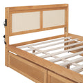 Full Size Elegant Bed Frame With Rattan Headboard And Sockets ,Natural Full Natural Rattan