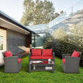 Patio Furniture Sets Dark Gray Seats 4 Pe Rattan Iron Waterproof Fabric