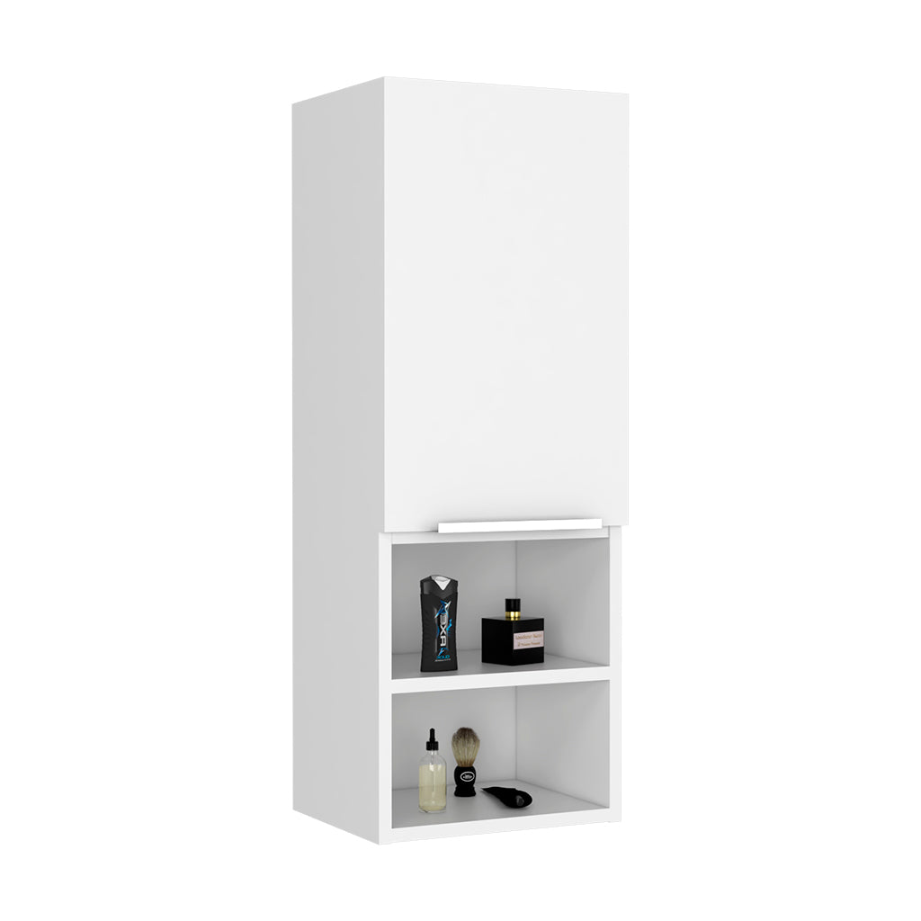 Medicine 32H"Single Door Cabinet, Two Interior Shelves, Two External Shelves, White White Particle Board Particle Board