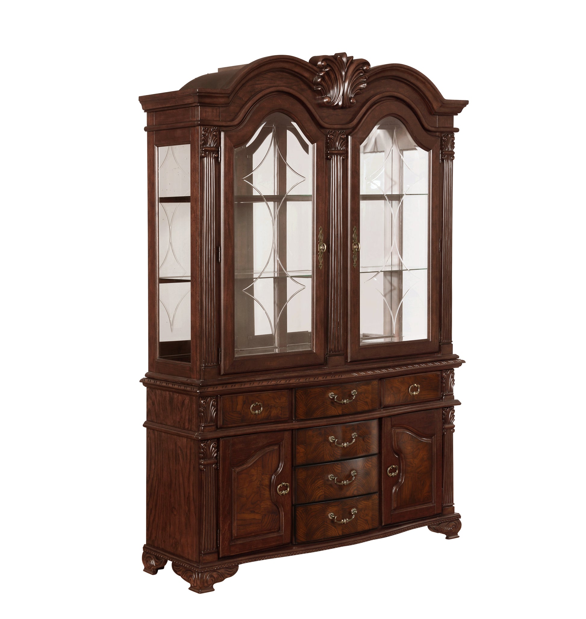 Neo Renaissance China Hutch Brown Dark Brown Wood