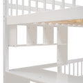 Full Over Twin Bunk Bed With Desk, Drawers And Shelves, White White Solid Wood