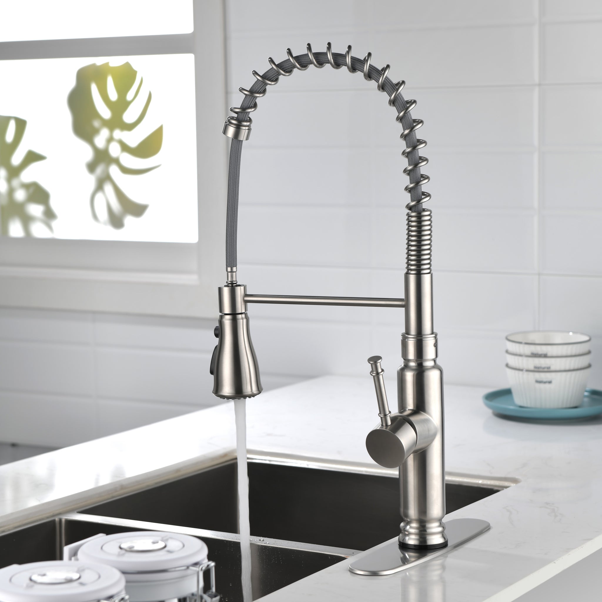 Touch Kitchen Faucet With Pull Down Sprayer Brushed Nickel Stainless Steel