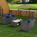 Patio Furniture Sets Dark Gray Seats 4 Pe Rattan Iron Waterproof Fabric