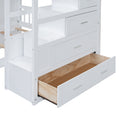 Full Over Twin Bunk Bed With Wardrobe, Drawers, White White Solid Wood