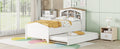 Twin Size Wood Platform Bed With House Shaped Storage Headboard And Trundle, White Box Spring Not Required Twin White Wood Bedroom Bed Frame Solid Wood Mdf