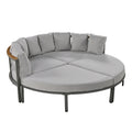 Patio Furniture Set, 4 Piece Round Outdoor Conversation Set All Weather Metal Sectional Sofa With Cushions Grey Seats 6 Metal