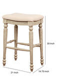 Saddle Top Wooden Bar Stool With Fabric Upholstery,Brown And Beige Beige Brown Wood Fabric