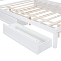 Queen Size Elegant Bed Frame With Rattan Headboard And Sockets ,White White Rattan