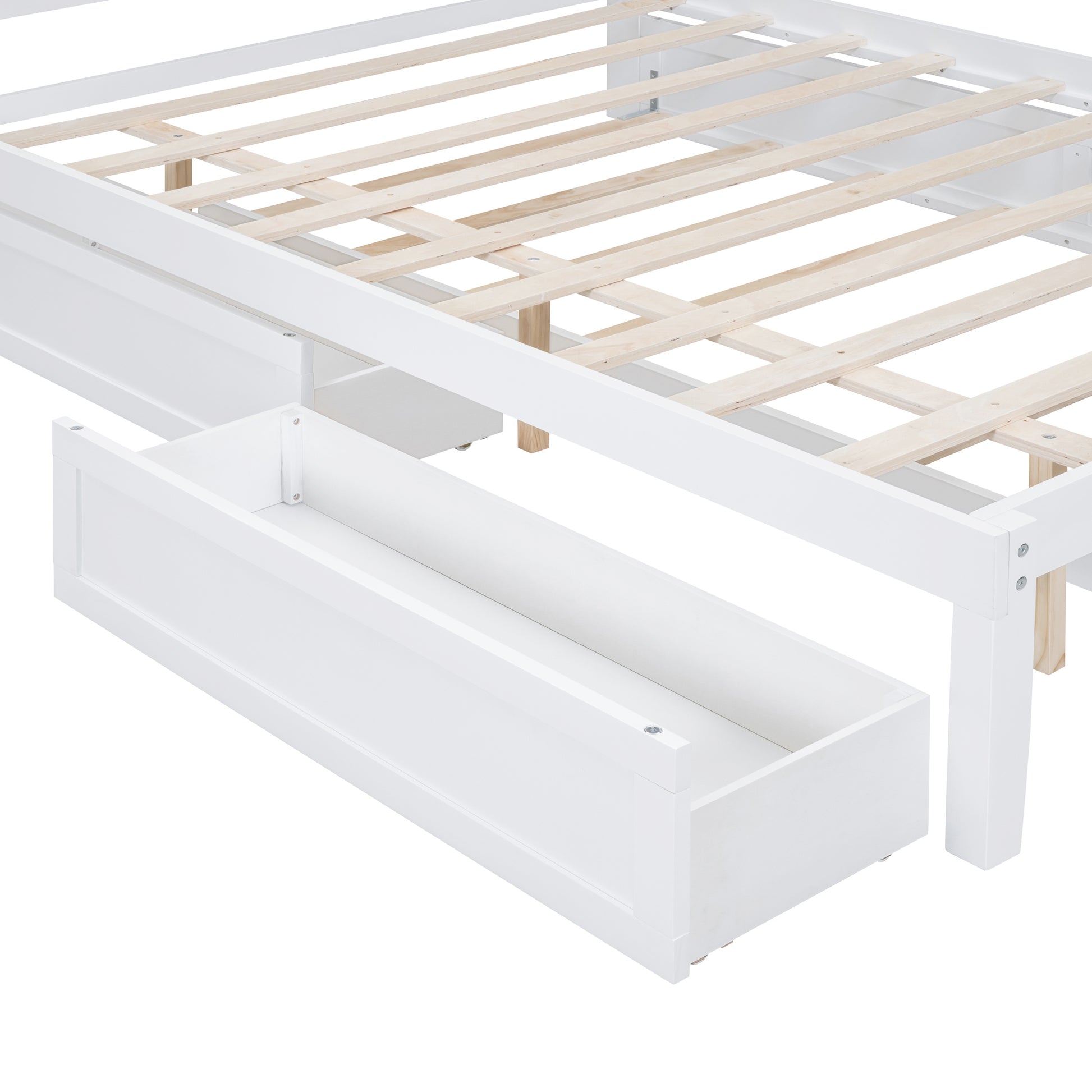 Queen Size Elegant Bed Frame With Rattan Headboard And Sockets ,White White Rattan