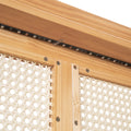 Queen Size Elegant Bed Frame With Rattan Headboard And Sockets ,Natural Twin Natural Rattan