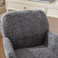 Office Chair,Artificial Rabbit Hair Home Office Chair With Golden Metal Base,Adjustable Desk Chair Swivel Office Chair,Vanity Chair Gray Gray Bedroom Foam Upholstered