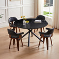 47.25'' Round Mdf Coffee Table End Table Short Leisure Tea Table Cross Legs Metal Base, Easy To Assemble,Black Black Mdf Iron