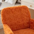 Office Chair,Artificial Rabbit Hair Home Office Chair With Golden Metal Base,Adjustable Desk Chair Swivel Office Chair,Vanity Chair Orange Orange Bedroom Foam Upholstered