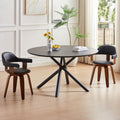 47.25'' Round Mdf Coffee Table End Table Short Leisure Tea Table Cross Legs Metal Base, Easy To Assemble,Black Black Mdf Iron