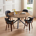 47.25'' Round Mdf Coffee Table End Table Short Leisure Tea Table Cross Legs Metal Base, Easy To Assemble,Walnut Walnut Mdf Iron
