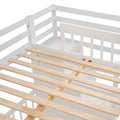 Full Over Twin Bunk Bed With Desk, Drawers And Shelves, White White Solid Wood