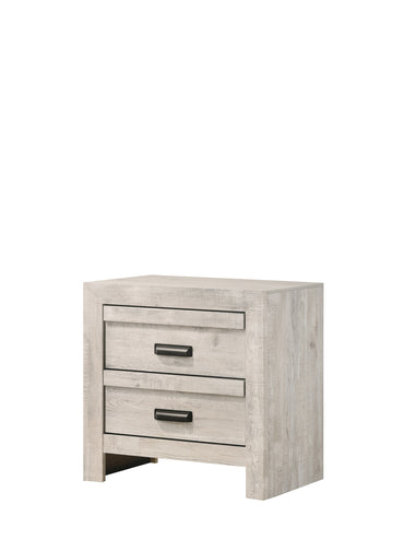 Valor Nightstand Beige Beige White 2 Drawers Bedroom Rectangle White Wood