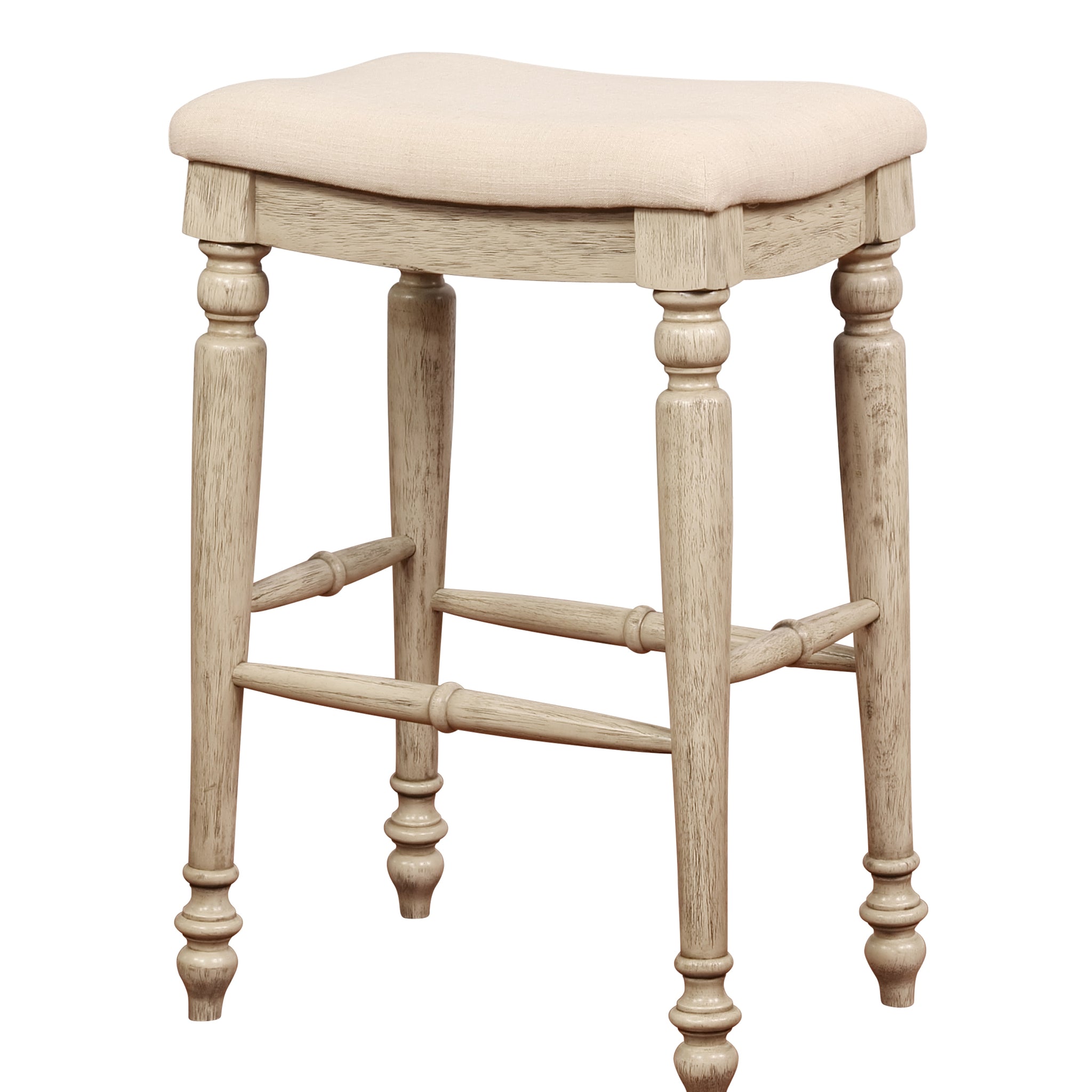 Saddle Top Wooden Bar Stool With Fabric Upholstery,Brown And Beige Beige Brown Wood Fabric