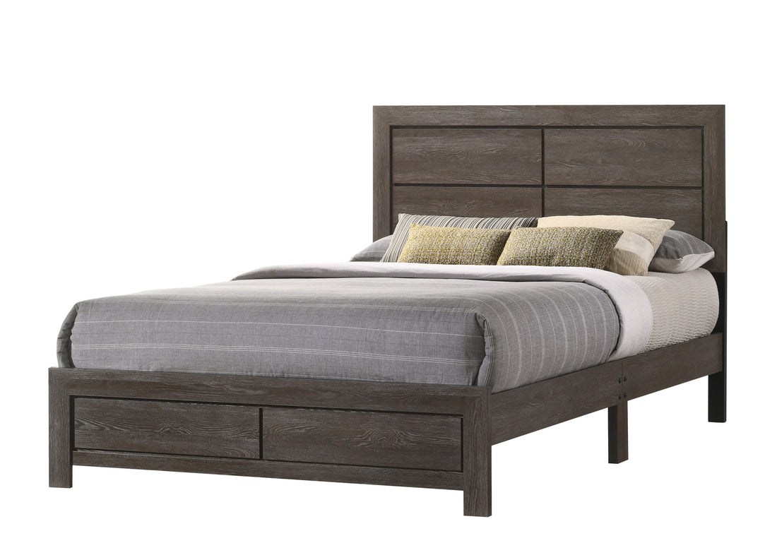 Hopkins King Bed In One Box Brown Dark Brown Wood