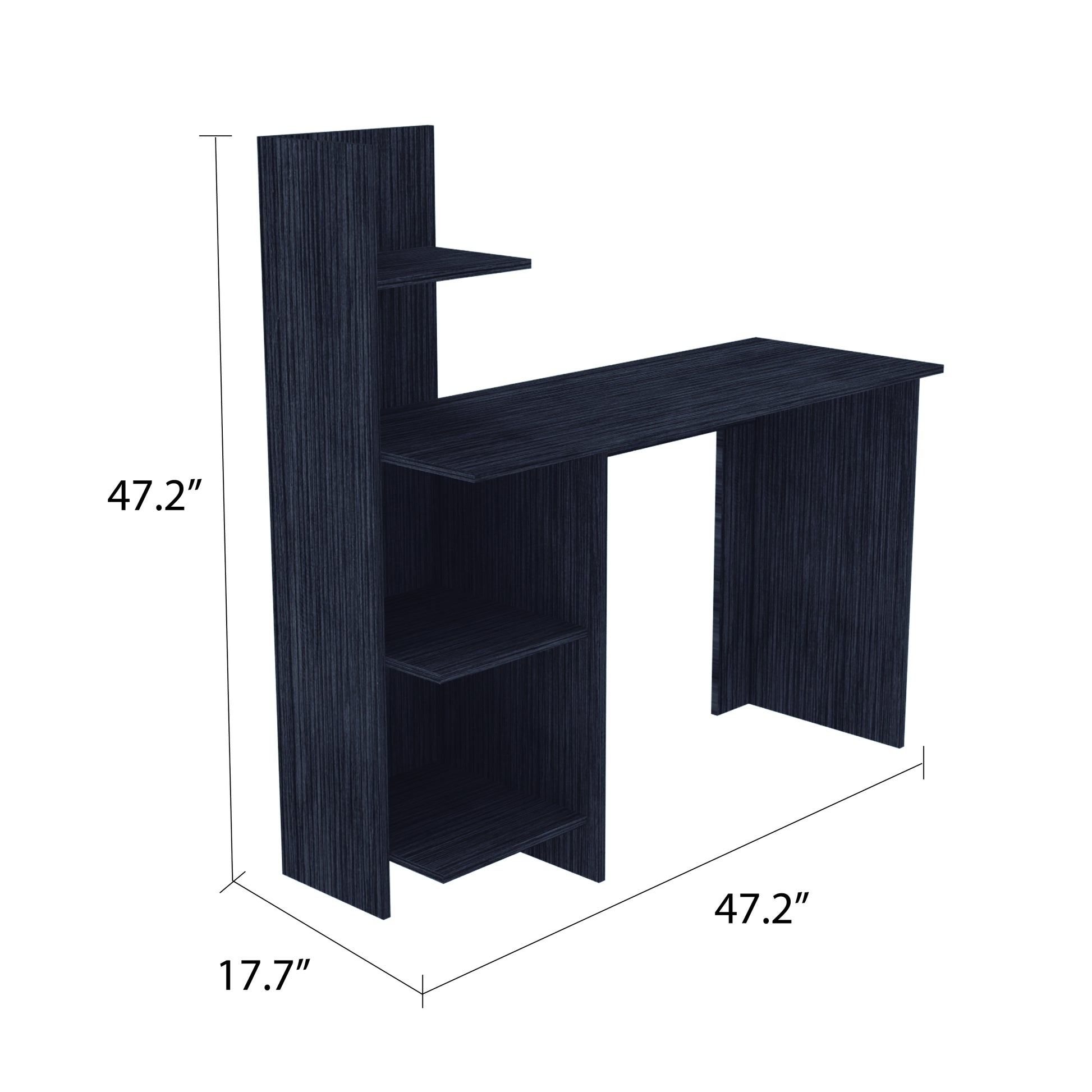 Writing Desk, Four Shelves, Smokey Oak Gray Particle Board Particle Board