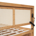 Full Size Elegant Bed Frame With Rattan Headboard And Sockets ,Natural Full Natural Rattan