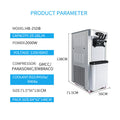 Commercial Vertical Ice Cream Machine,25 30L H Production Capacity, With 2X6L Hopper, 2000W Power, Soft Ice Cream Machine For Restaurants And Snack Shops, Three Flavors Silver Iron Plastic