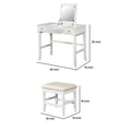 2 Piece Wood Vanity Set, Sturdy Sabre Legs, White, Silver White Silver Wood