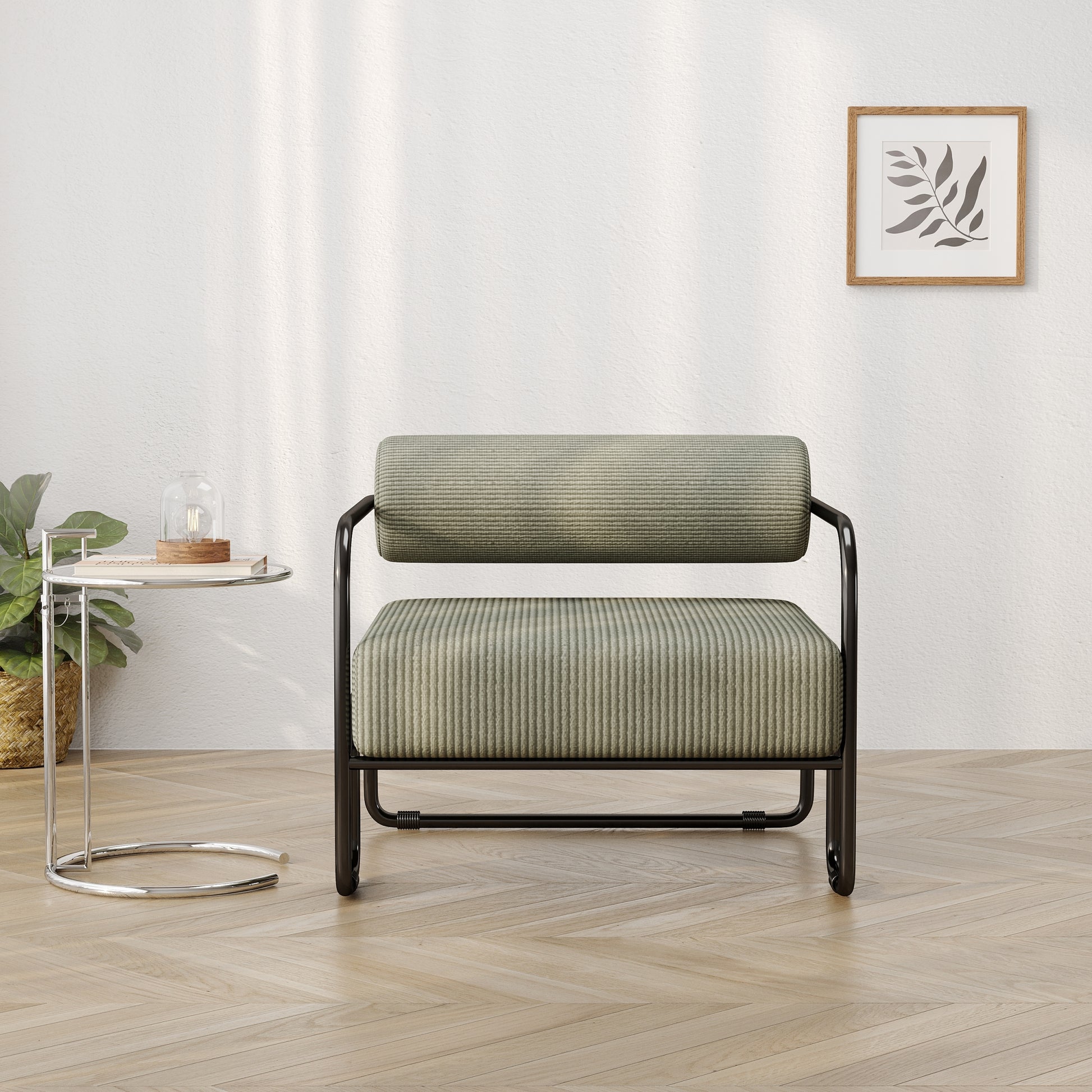 Living Room Iron Sofa Chair, Lazy Individual Chair, Balcony Leisure Chair Color: Brown Light Brown Corduroy