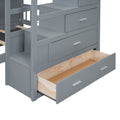 Full Over Twin Bunk Bed With Wardrobe, Drawers, Gray Gray Solid Wood