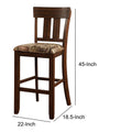 Wooden Bar Stool With Camouflage Fabric Seat, Brown Brown Wood Fabric