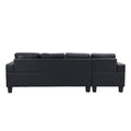 Sectional Sofa Set For Living Room With L Shape Chaise Lounge ,Cup Holder And Left Or Right Hand Chaise Modern 4 Seat Black Black Pu
